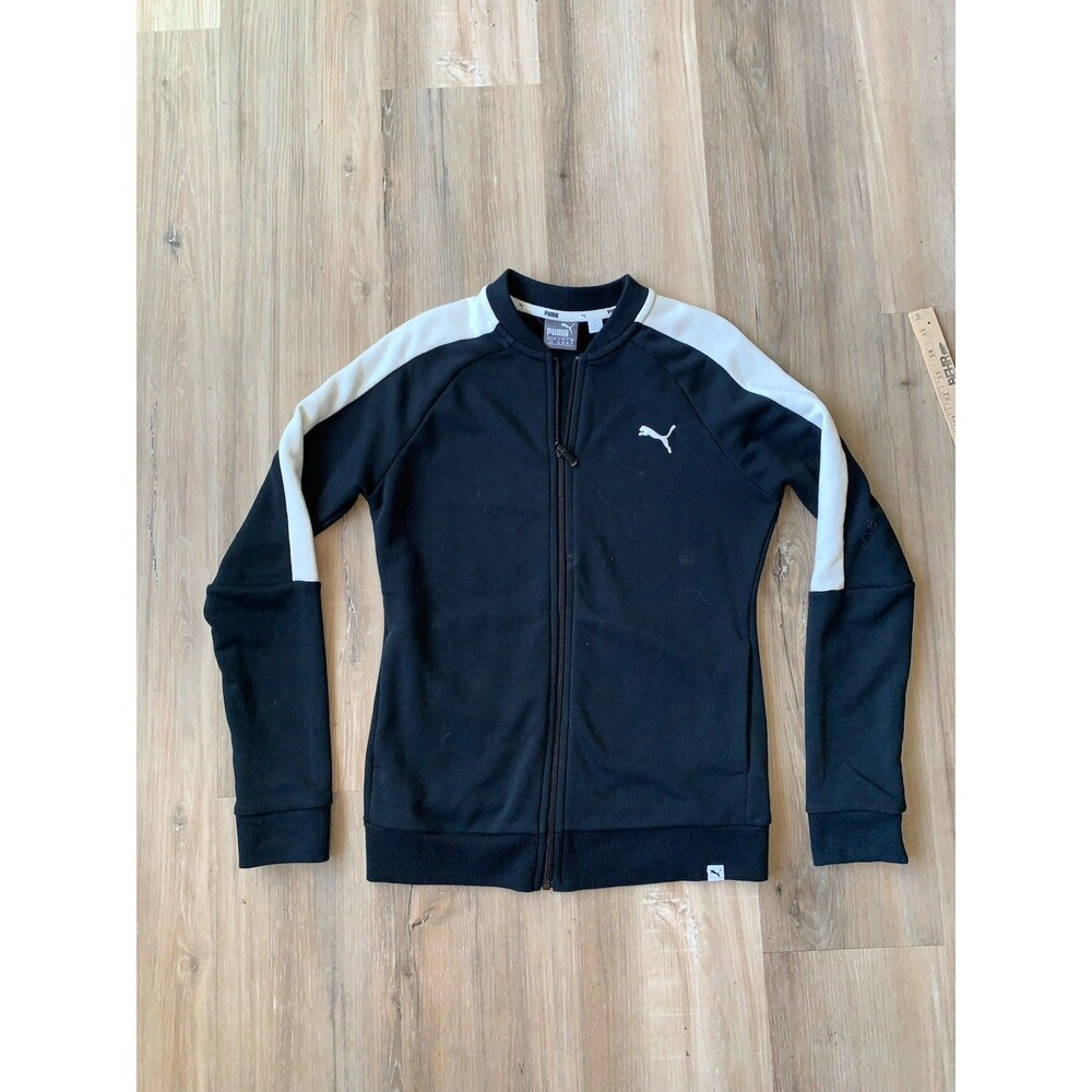 PUMA WOMENS BLACK AND WHITE ZIP JACKET SMALL